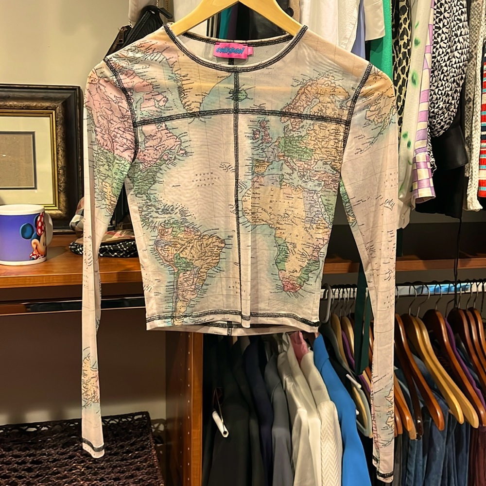 Cute sheer fitted long sleeve crop top